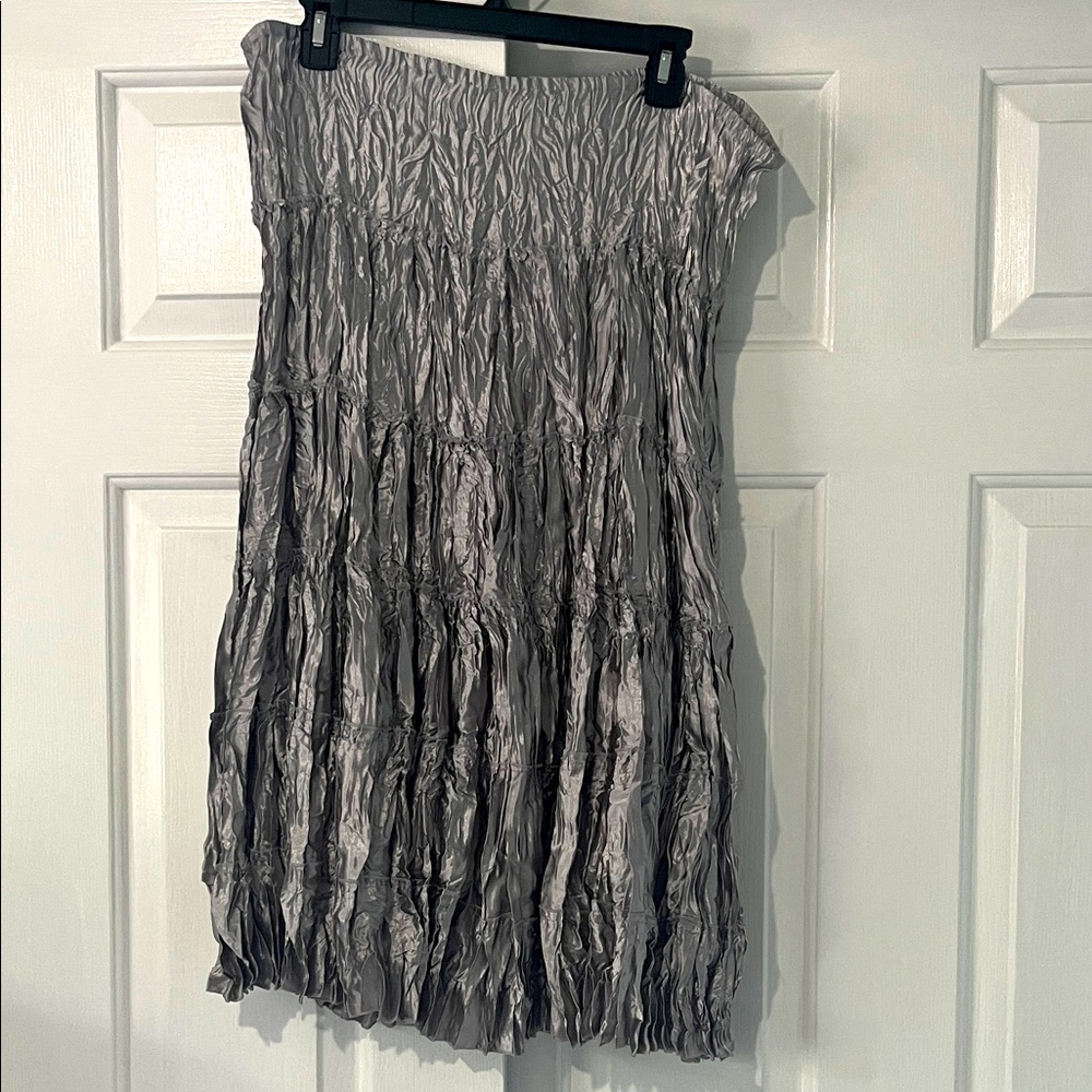 Allison Taylor Crinkled Gray Midi Skirt - Size M